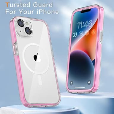COOLQO Magnetic for iPhone 14/iPhone 13 Case with Screen Protectors, Compatible with MagSafe, Military Grade Drop Protection, Dual Layer Design Heavy Duty Protective Shockproof Phone Case, Pink - Image 5