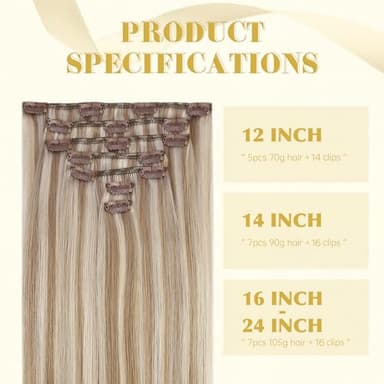 Ve Sunny Clip in Hair Extensions Real Human Hair Highlights Human Hair Clip in Extensions Dark Ash Blonde Highlights Light Blonde Real Hair Extensions Clip in Human Hair Comfortable 7pcs 20inch 120g - Image 6