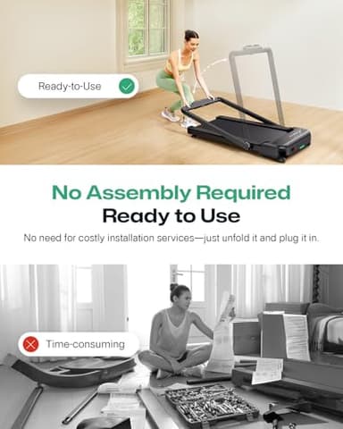 UREVO Smart Treadmill with 9% Incline, 3-in-1 Foldable Treadmill with Handle for Home/Office Fitness, Runner-Focused Design, 6 HIIT Programs & Auto Incline Follow Mode, 2 Display Screens, Plug & Play - Image 6