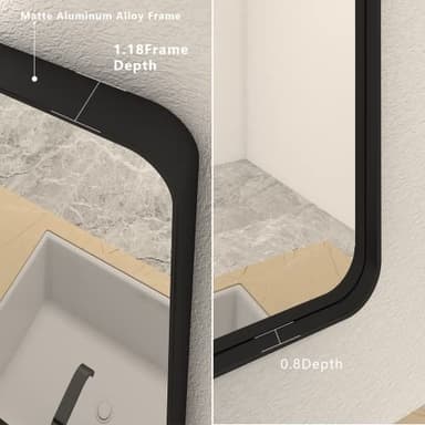 CHARMOR 24x30 Inch Black Metal Framed Bathrrom Mirror for Wall, Matte Black Rectabgle Mirror, Rounded Corner, Anti-Rust (Horizontal/Vertical) - Image 2