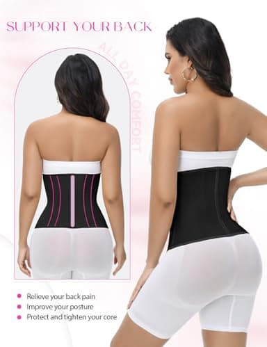 SHAPSHE Waist Trainer for Women Tummy Control Workout Waist Cincher Corset Shapewear Postpartum Body Shaper Faja with Zipper Hook Black - Image 6