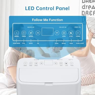 14,000 BTU Portable Air Conditioner 3-IN-1 (Cooling, Dehumidifying, Fan) - Portable AC Units for Rooms - Cools 750 sq.ft | 90 Pints/Day, 54dB Quiet | Includes Hose & Window Kit, White-A020K - Image 4