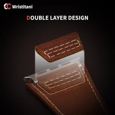 Wristitani Leather Bands Compatible With Apple Watch Band Ultra 3/2/1, 49mm 46mm 45mm 44mm 42mm For Men, Top Genuine Leather Replacement Vintage Strap for iWatch SE3/2/1 Series 11 10 9 8 7 6 5 4 3 - Image 6