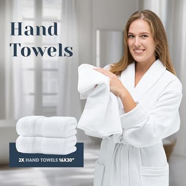 Luxury White Bath Towel Set of 8 Pieces - 100% Turkish Cotton 700 GSM Highly Absorbent Towels for Bathroom, 2 Bath Towels, 2 Hand Towels, 4 Washcloths - Image 5