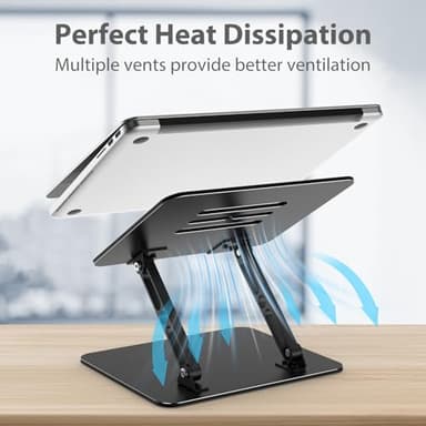 Gogoonike Adjustable Laptop Stand for Desk, Metal Foldable Laptop Riser Holder, Portable Desktop Book Stands, Ventilated Cooling Computer Notebook Stand Compatible with 10-15.6” Laptops - Image 4