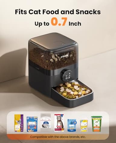 oneisall Cordless WiFi Automatic Cat Feeder, Tasty S2 Pro Rechargeable 100-Day Battery Operated Pet Feeder, 12 Cups/3L Timed Cat Food Dispenser for Large Kibble, Smart App Control (Black) - Image 5