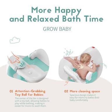 BabyBond Baby Bath Seat with Sitting & Lying 2 Modes, 3-Speed Adjustment, Powerful Suction Cups, Infant Bathtub Chair with Soft and Comfortable Towel, Folding and Hanging - Image 6