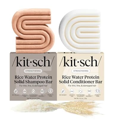 Kitsch Rice Water Protein Solid Shampoo and Conditioner Set for Hair Growth – Strengthening Hair Care Duo w/Rice Protein & Vitamins for Damage Repair – Paraben, Sulfate & Silicone Free, Made in USA - Image 3