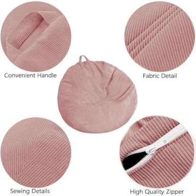 Stuffed Animal Storage Bean Bag Cover Pets Dogs/Cats Lazy Beds. Washable Ultra Soft Corduroy Stuffed for Organizing Plush Toys or Textile, Sack Bean Bag - Image 5