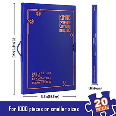 HXMARS Puzzle Storage Folder for 1000-Pieces: Large Capacity Jigsaw Puzzles Organizer Portable with 20 Pockets, Dustproof & Protective Puzzle Accessory - Image 2