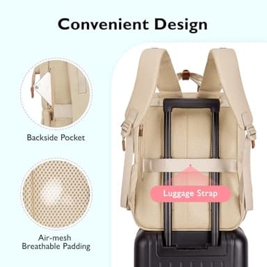 mommore Diaper Bag Backpack, Breast Pump Backpack for Spectra S1,S2 Medela Pumping Backpack for Working Moms with 15.6 inch Laptop Sleeve, Champagne - Image 5