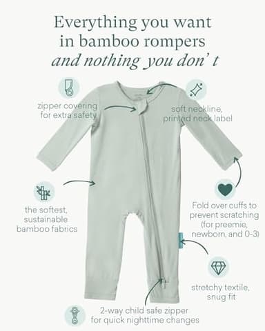 PurComfy Baby Long Sleeve Romper Jumpsuit, Premium Soft Rayon One Piece Pajamas Boy Girl 2-Way Zipper Coverall Sleeper - Image 2