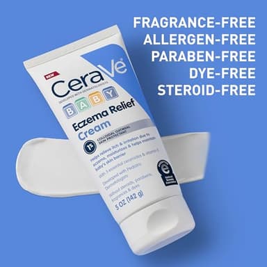 CeraVe Baby Eczema Relief Cream, 1% Colloidal Oatmeal Cream With Vitamin E & Ceramides, Soothes & Calms Itchy Skin, Developed With Pediatric Dermatologist, Fragrance Free, 5oz - Image 6
