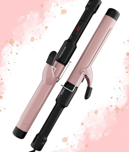 MEGAWISE Pro 1.25 Inch Ceramic Barrel Hair Curling Iron with 60s PTC Fast Heating, Anti-Scald Grip & Tip, Auto Shut Off, 360° Swivel Cord, 2 Clips & Heat-Resistant Glove Included - Image 1
