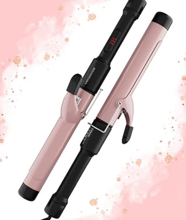 MEGAWISE Pro 1.25 Inch Ceramic Barrel Hair Curling Iron with 60s PTC Fast Heating, Anti-Scald Grip & Tip, Auto Shut Off, 360° Swivel Cord, 2 Clips & Heat-Resistant Glove Included - Image 1