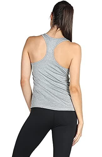 icyzone Workout Tank Tops for Women - Racerback Athletic Yoga Tops, Running Exercise Gym Shirts(Pack of 3)(XL, Granite/Blue/Orange) - Image 3