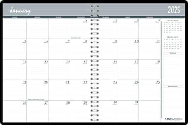 House of Doolittle 2025-2026 Monthly Calendar Planner, 2 Years, Expense Log, 6.9 x 8.75 Inches, Black Leatherette Cover (HOD268002-25) - Image 1