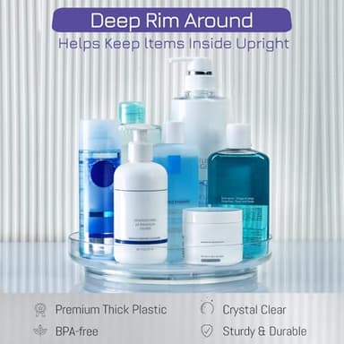 2 Pack 9 Inch Clear Acrylic Lazy Susan, Non-Skid Turntable Organizer for Cabinet, Kitchen, Pantry Organization Storage, Refrigerator, Vanity Makeup, Bathroom Countertop Organizing, Rotating Spice Rack - Image 4