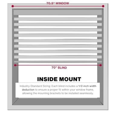 Lotus & Windoware Cordless, 2 Inch Faux Wood Blind, 70.5" Wide x 60" Long, Window Blinds, Blinds & Shades, Blinds for Indoor Windows, Embossed, Bright White - Image 4