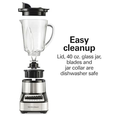 Hamilton Beach Wave Crusher Blender For Smoothies With 40 Oz Glass Jar and 14 Functions, Ice Sabre Blades & 700 Watts for Consistently Smooth Results, Black + Stainless Steel (54221) - Image 6