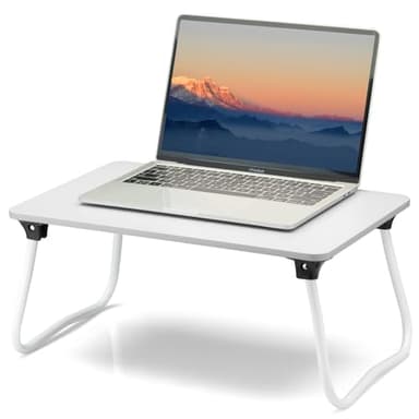 ZEAPTAC Laptop Bed Desk, Foldable Lap Desk, Portable Laptop Stand, Lightweight & Mini Table for Breakfast/Picnic/Drawing/Couch/Floor - White - Image 1
