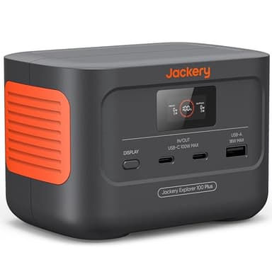 Jackery Explorer 100 Plus Power Station, 99Wh LiFePO4 Battery Power Bank, 3-Port 128W Portable Charger, PD 3.0 Fast Charge, Compatible with MacBook Pro/Air, iPhone 15/14 Series (Solar Panel Optional) - Image 1