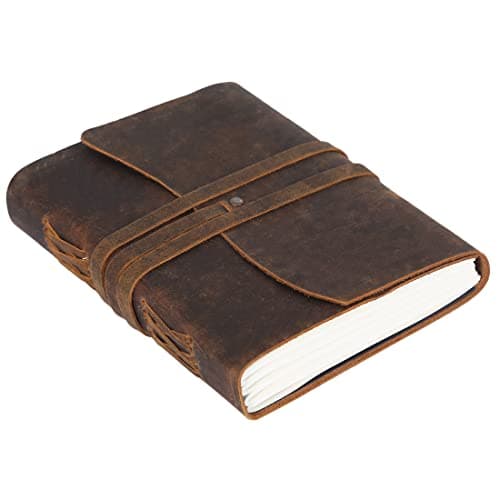 Handmade Leather Journal | Writing Diary | Bound Daily Notepad For Men & Women Unlined Paper Medium, writing pad gift for artist, sketch - Image 1