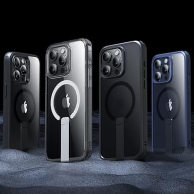 ESR for iPhone 15 Pro Max Case with Stand, Military-Grade Shockproof Protection, Magnetic Fully Adjustable Flickstand Phone Case, Compatible with MagSafe Accessories, Boost Series, Clear Dark Blue - Image 8