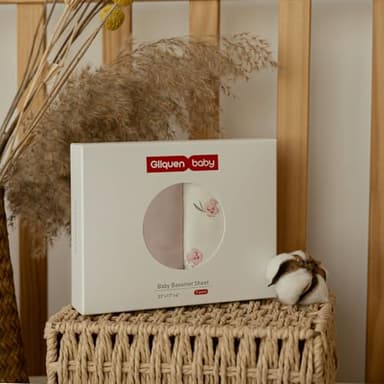 Gllquen Baby Bassinet Sheets 2 Pack, 100% Organic Cotton Bassinet Fitted Sheets for Girls Boys, Soft & Breathable Unisex Baby Mattress Sheet for Standard Bassinets 33"x17"(Pink) - Image 6