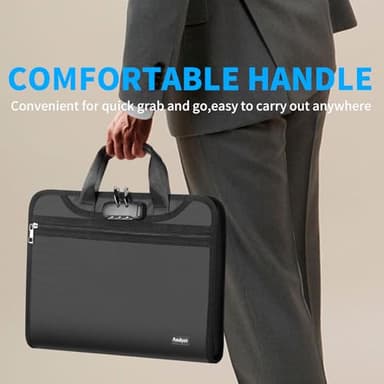 Andyer Accordion File Organizer with Lock, Fireproof Expanding File Folder with Tabs, 13 Pockets Important Document Organizer with Handle, Portable Paperwork Business Organizer, Letter/A4-Size (Black) - Image 6