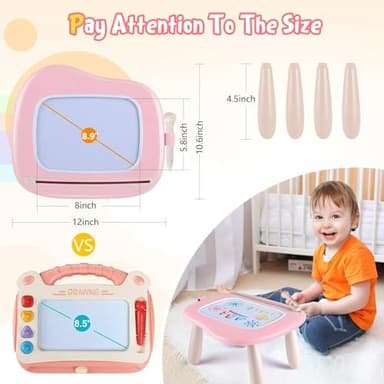 Smasiagon Magnetic Drawing Board for Kids, Toddler Toys for 1-2 Year Old Girl, Portable Doodle Board Pad Learning and Educational Toys for Ages 1 2 3 Year Old Baby Girl Birthday Gift（Pink） - Image 2