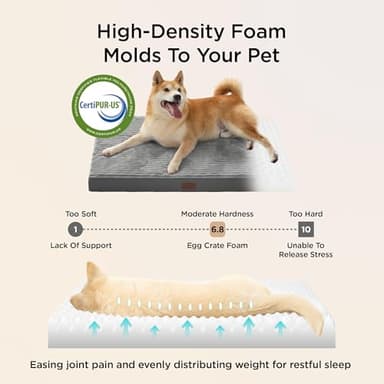 Bedsure XXL Dog Bed for Crate - Extra Large Orthopedic Pet Beds with Removable Machine Washable Cover, NOT Waterproof Egg Crate Foam Puppy Pad, Suitable for Pet Up to 100 lbs, 47"x29" - Image 3