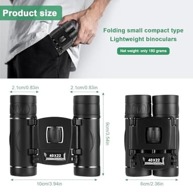 40x22 Small Compact Lightweight Binoculars for Adults Kids Bird Watching Traveling Sightseeing, Mini Pocket Folding Binoculars for Concert Theater Opera - Image 2