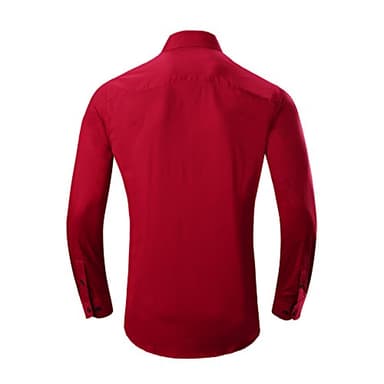 Alex Vando Mens Dress Shirts Regular Fit Long Sleeve Stretch Business Dress Shirts for Men,Red,Medium - Image 2