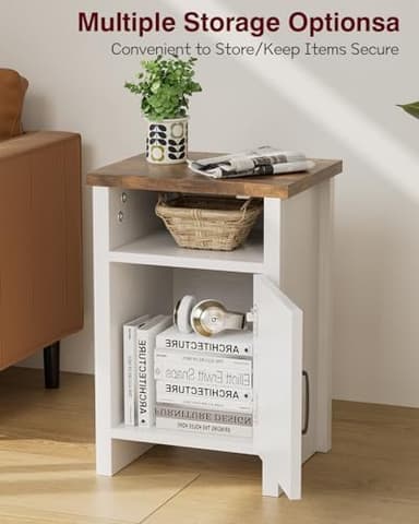 YESHOMY Farmhouse Modern Nightstand with Shelf and Barn Door, Set of 2 for Bedroom, White - Image 6