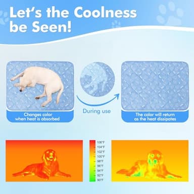 Rywell Dog Cooling Mat 2.0, 36 * 27 Thicken Cooling Mat for Large Dog, Internal Waterproof& Endothermic Color Changing Arc-Chill Cool Fiber(QMAX>0.5) for Pet in Summer, Washable, Non-Toxic - Image 2