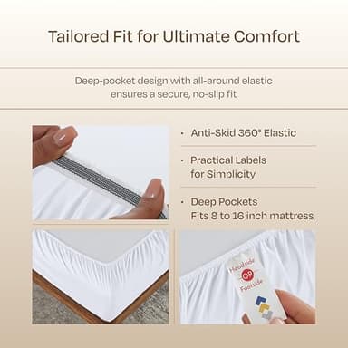 California Design Den Luxury 800 Thread Count 100% Cotton Sheets for Queen Size Bed - Soft Sateen,Deep Pockets with Anti Skid Elastic for a Snug Fit, Cool & Durable Bedding Set - White Sheets - Image 5