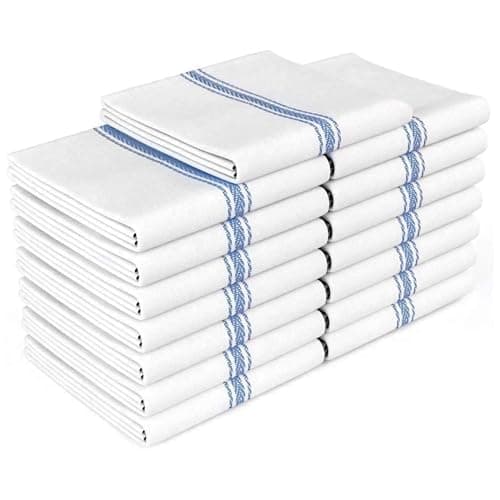 Zeppoli Classic Dish Towels - 15 Pack - 14" by 25" - 100% Cotton Kitchen Towels - Reusable Bulk Cleaning Cloths - Blue Hand Towels - Super Absorbent - Machine Washable - Image 1