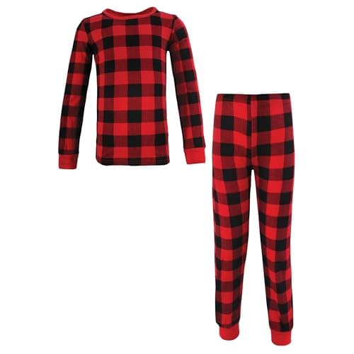 Hudson Baby Unisex Baby Thermal Long Underwear 2pc Set, Buffalo Plaid, 4T - Image 1