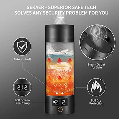 Sekaer Travel Electric Tea Kettle Portable Small Mini Coffee Kettle, with 4 Variable Presets, Personal Hot Water Boiler 304 Stainless Steel with Auto Shut-Off & Boil Dry Protection, SY-618B - Image 6