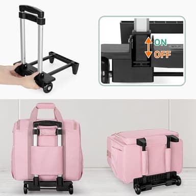 LUXJA Rolling Teacher Bag with Laptop Compartment and Detachable Dolly, Multifunctional Rolling Teacher Tote Bag (Patent Pending), Pink - Image 4