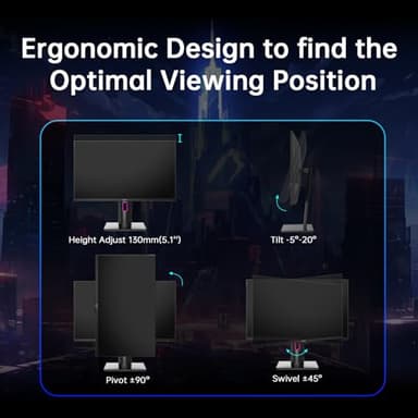 KTC 27" 4K UHD 144Hz Gaming Monitor - Fast IPS Panel 160Hz 1ms GTG, HDR400 132% sRGB, HDMI2.1/DP1.4, VESA Mount, Height/Tilt/Pivot/Swivel Stand, Vertical Monitor Ideal for Gamers, Designers - Image 5