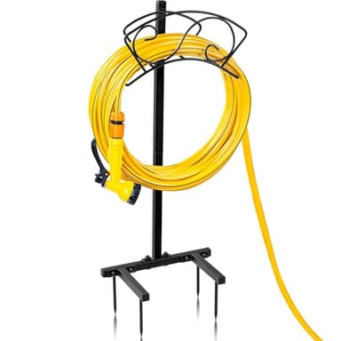 ULIOK Garden Hose Holder Freestanding, Water Hose Holders for Outside with Sturdy 4 Spikes, Hose Reel Holds 150-feet Hose, Hose Hanger Hose Storage for Yard, Lawn, Farm - Image 1