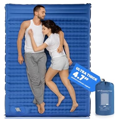 Double Sleeping Pad, 4.7“ Ultra-Thick Camping Mattress 2 Person for Backpacking, Hiking(Blue) - Image 1