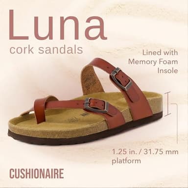 CUSHIONAIRE Women's Luna Cork Footbed Sandal With +Comfort - Image 4