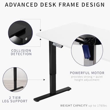 VIVO Large Electric 83 x 30 in Standing Desk, Memory Height Adjustment, 1B Series, White Top Black Frame, DESK-KIT-1B8W - Image 4