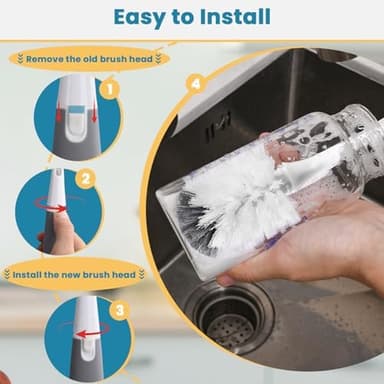 Bottle Brush Replacement Head for OXO Bottle Brush Tot Only, 2 Pack Bottle Brush Refills, Dual Bristle Design for Baby Bottles, Water Bottles, Glasswares - Image 7