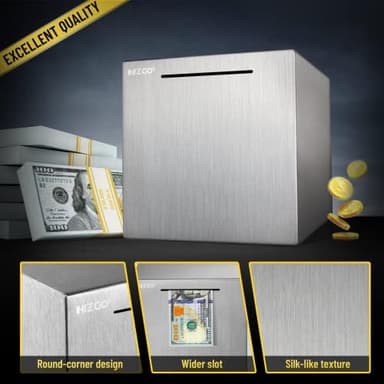 hizgo Piggy Bank for Adults Stainless Steel Savings Bank to Help Budget and Save Must Break to Access Money（7.9 inch） - Image 3