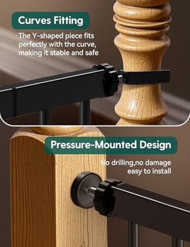 Babelio Baby Gate for Doorways and Stairs, 26-40" Auto Close Dog Gate, Easy-Install Pressure Mounted Satey Door, No Drilling Safety Gate for Child and Pets, Pressguard, Black - Image 3