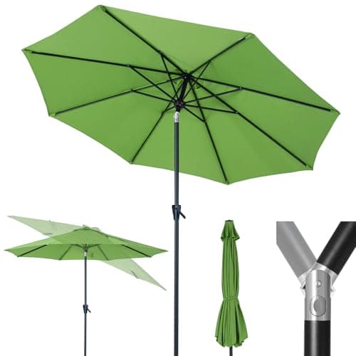 Tempera 10ft Patio Market Outdoor Table Umbrella with Push Button Tilt and Crank,Large Sun Umbrella with Sturdy Pole&Fade Resistant Canopy,Easy to Set,Green - Image 1